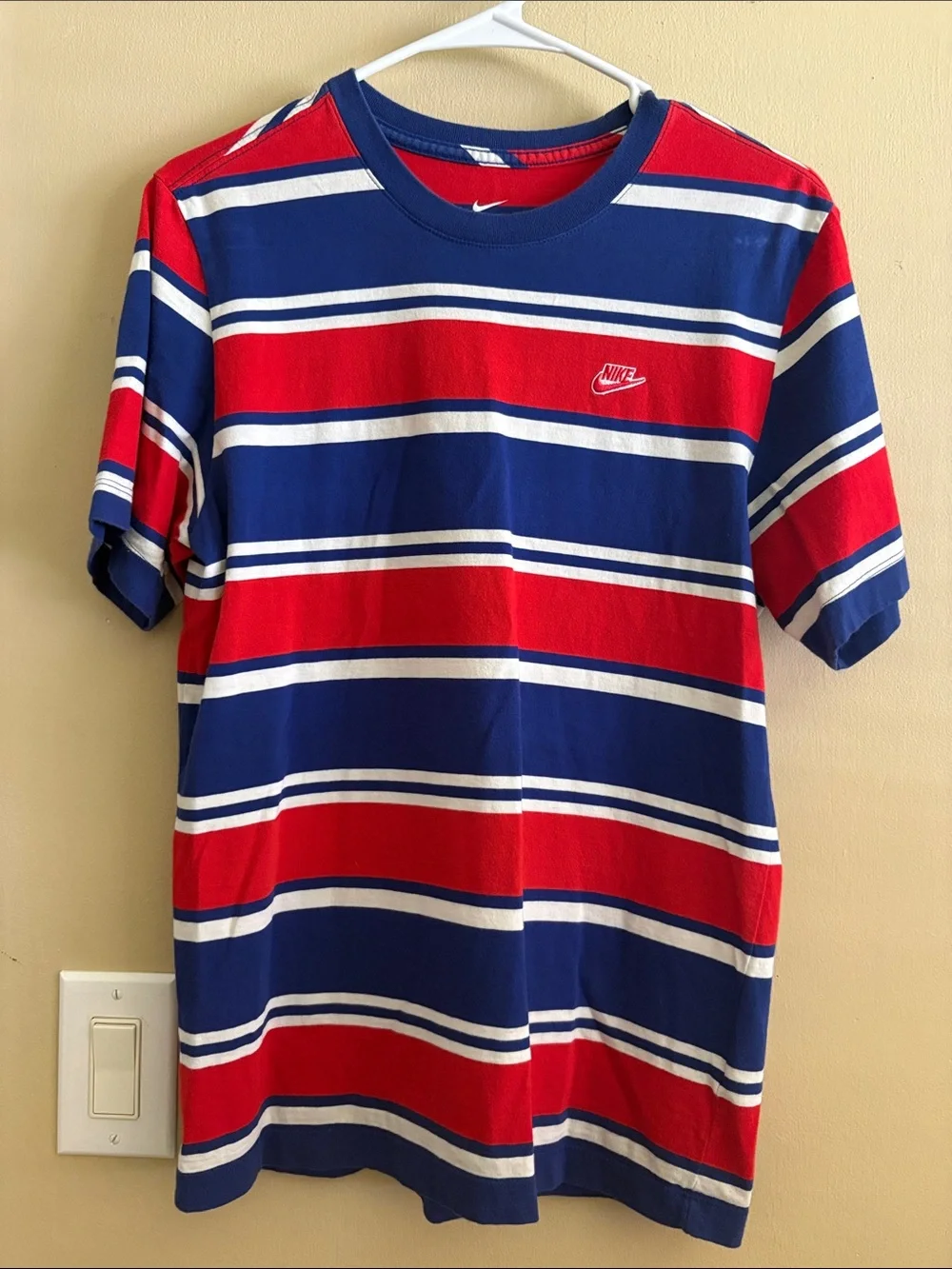 Nike Men’s Striped Crew Tee - Red, Blue & White